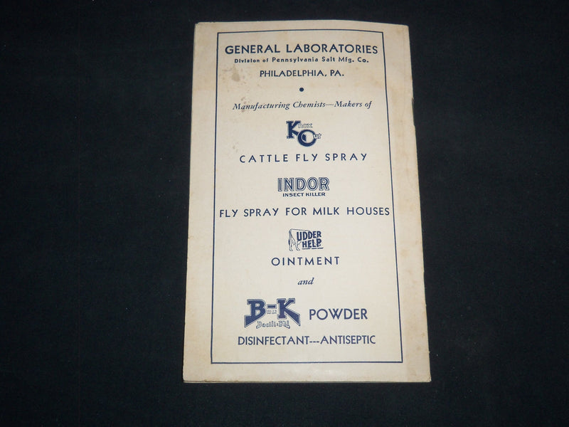 1920'S B-K BACILI-KIL DISINFECTANT SANITATION DIRECTIONS GUIDE - J 9168