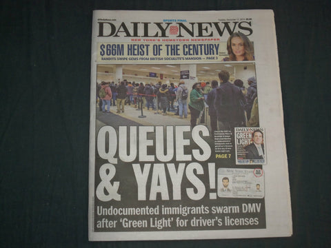 2019 DEC 17 NEW YORK DAILY NEWS NEWSPAPER - UNDOCUMENTED IMMIGRANTS SWARM DMV