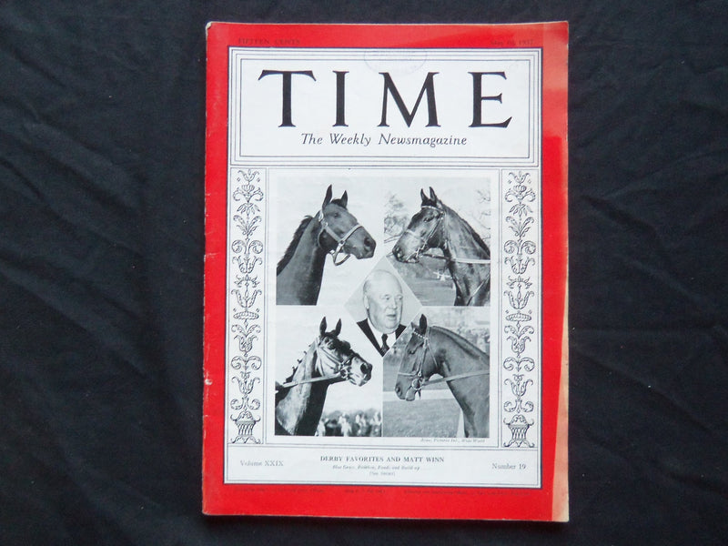 1937 MAY 10 TIME MAGAZINE - DERBY FAVORITES AND MATT WINN - T 563