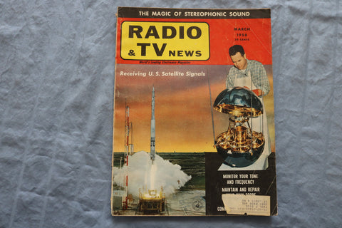 1958 MARCH RADIO & TV NEWS MAGAZINE - STEREOPHONIC SOUND COVER - ST 1005E