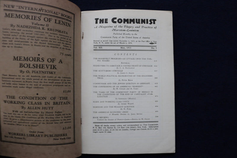 1933 MAY THE COMMUNIST MONTHLY PERIODICAL - K 487