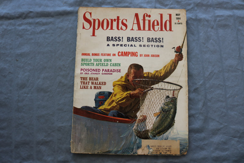 1964 MAY SPORTS AFIELD MAGAZINE - BASS! BASS! BASS! COVER - SP 5367D
