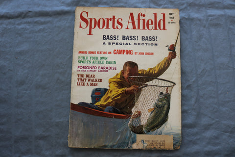 1964 MAY SPORTS AFIELD MAGAZINE - BASS! BASS! BASS! COVER - SP 5367D
