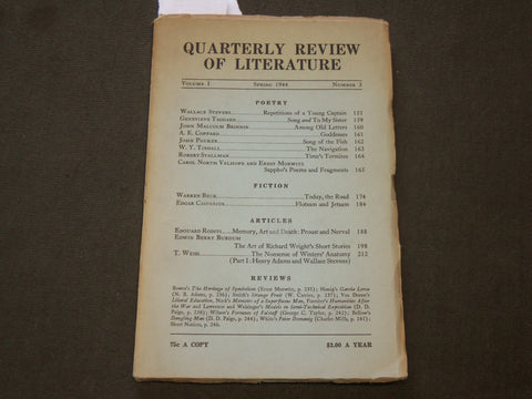 1944 SPRING QUARTERLY REVIEW OF LITERATURE MAGAZINE VOLUME 1 NO. 3 - J 6171