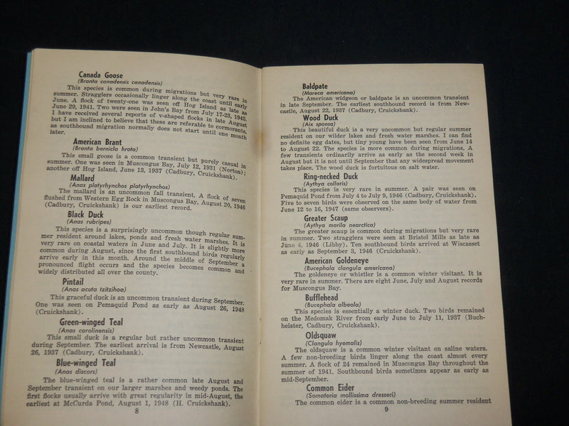 1950'S SUMMER BIRDS OF LINCOLN COUNTY MAINE BOOK BY ALLAN CRUICKISMANK- J 6562