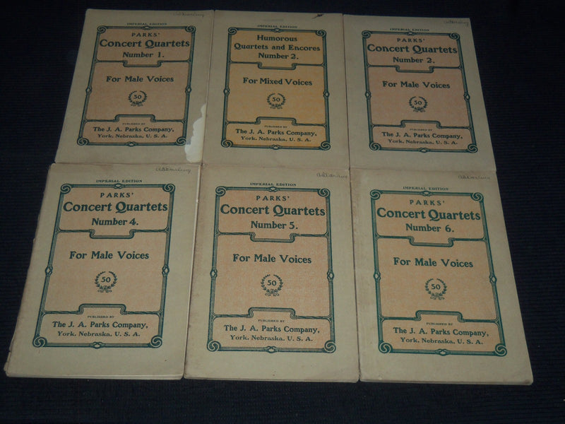 1896-1909 PARKS' CONCERT QUARTETS MAGAZINE LOT OF 6 ISSUES - NEBRASKA - O 3074D