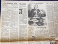 1963 NOV 22 THE GREENVILLE NEWS NEWSPAPER - JFK IS ASSASSINATED - NP 6444