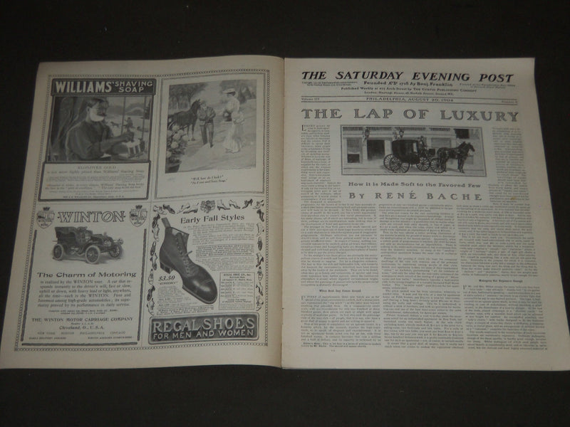 1904 AUGUST 20 THE SATURDAY EVENING POST MAGAZINE - ILLUSTRATED COVER - SP 498