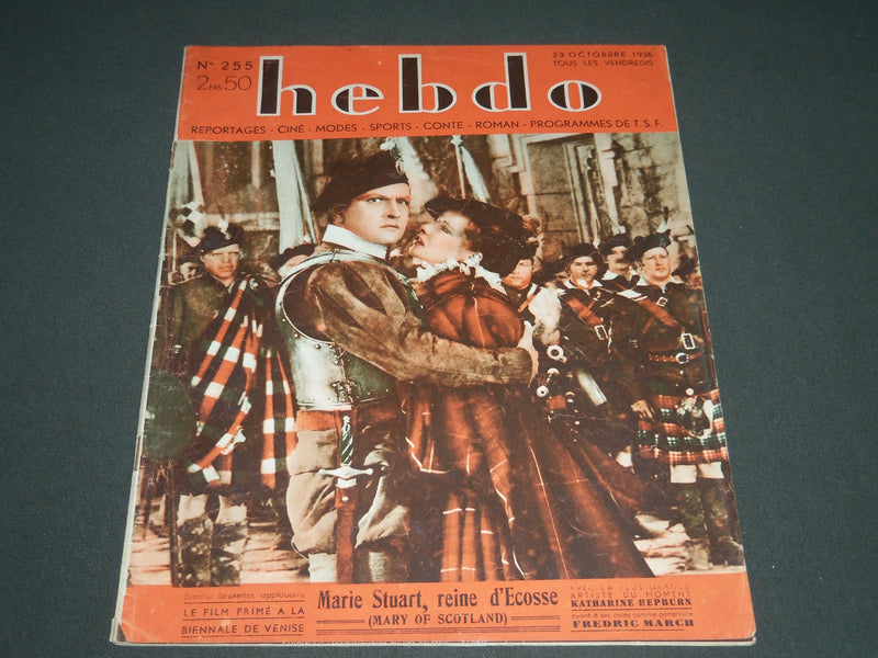 1936 OCTOBER 23 HEBDO MAGAZINE - FREDERIC MARCH & KATHARINE HEPBURN - ST 5161