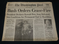 1991 FEBRUARY 28 WASHINGTON POST NEWSPAPER - BUSH ORDERS CEASE-FIRE - NP 4917