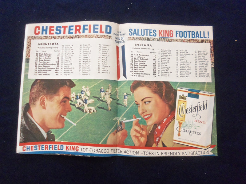 1959 OCTOBER 3 FOOTBALL PROGRAM - INDIANA UNIV VS. UNIV OF MINNESOTA - SP 5454S