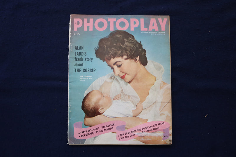 1955 AUGUST PHOTOPLAY MAGAZINE - ELIZABETH TAYLOR COVER - E 18593