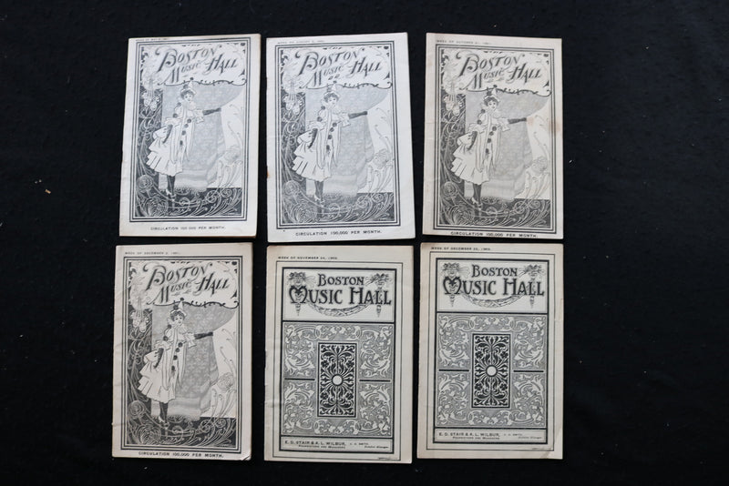 1901-1902 BOSTON MUSIC HALL THEATRE PROGRAMS - LOT OF 6 - K 1964