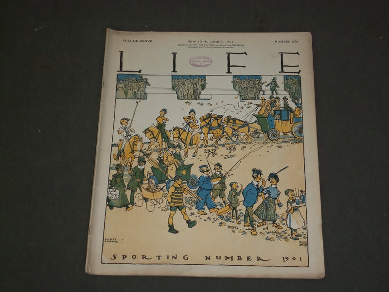 1901 JUNE 6 LIFE MAGAZINE - SPORTING NUMBER - GREAT ILLUSTRATIONS & ADS - B 3833