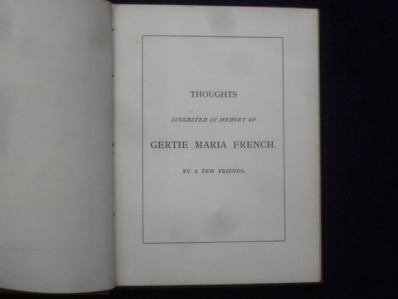 1878 GERTIE FRENCH MEMORIAL WREATH HARDCOVER BOOK - K 210