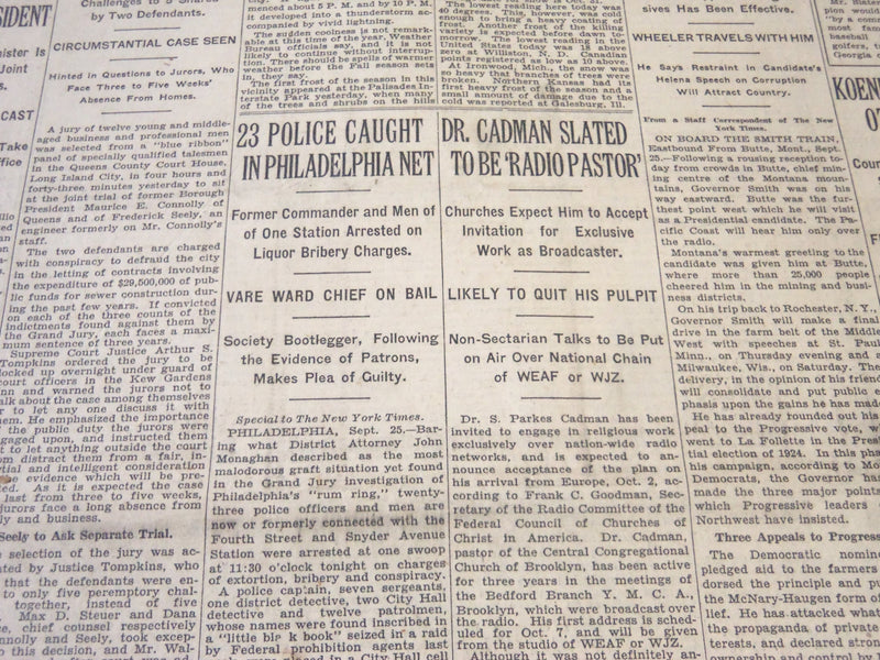 1928 SEPTEMBER 26 NEW YORK TIMES - DR. CADMAN SLATED TO BE RADIO PASTOR- NT 6444