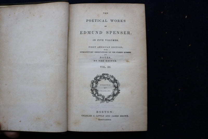 1839 THE POETICAL WORKS OF EDMUND SPENSER HARDCOVER BOOKS - 5 VOLUMES - KD 9450