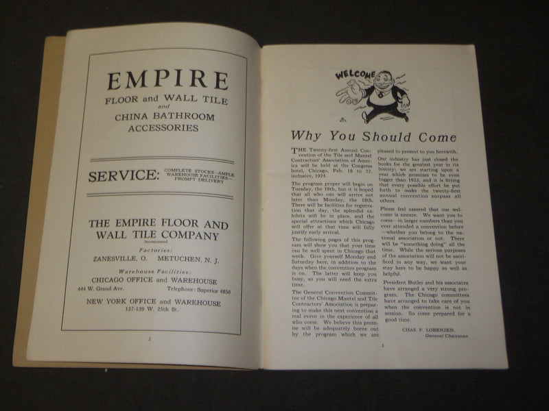 1924 FEBRUARY THE TILE & MANTEL CONTRACTORS 21ST CONVENTION PROGRAM - J 3490