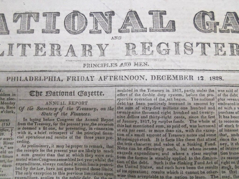 1828 THE NATIONAL GAZETTE NEWSPAPER LOT OF 14 - NICE ADVERTISEMENTS - NP 1444