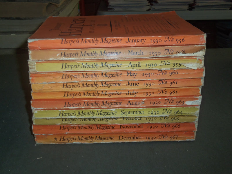 1930 HARPER'S MONTHLY MAGAZINE - LOT OF 11 - STORIES & ILLUSTRATIONS - WR 1000D