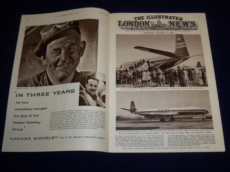 1958 OCTOBER 11 ILLUSTRATED LONDON NEWS MAGAZINE - COMET 4'S - E 8034