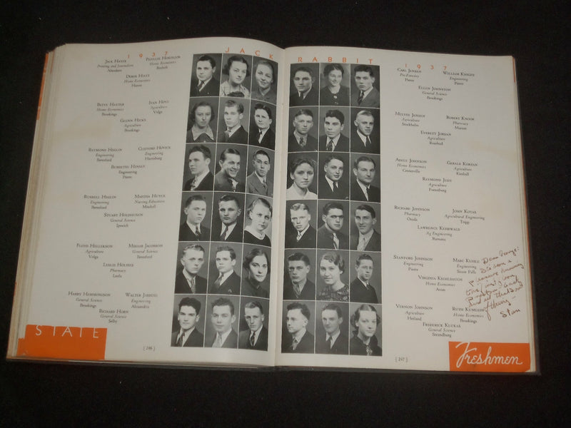 1937 THE JACKRABBIT SOUTH DAKOTA STATE COLLEGE YEARBOOK - BROOKINGS, SD- YB 1958