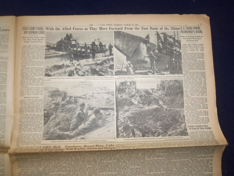 1945 MARCH 27 NEW YORK TIMES - 7 ARMIES SMASH NAZIS IN DEEP THRUSTS - NP 6678