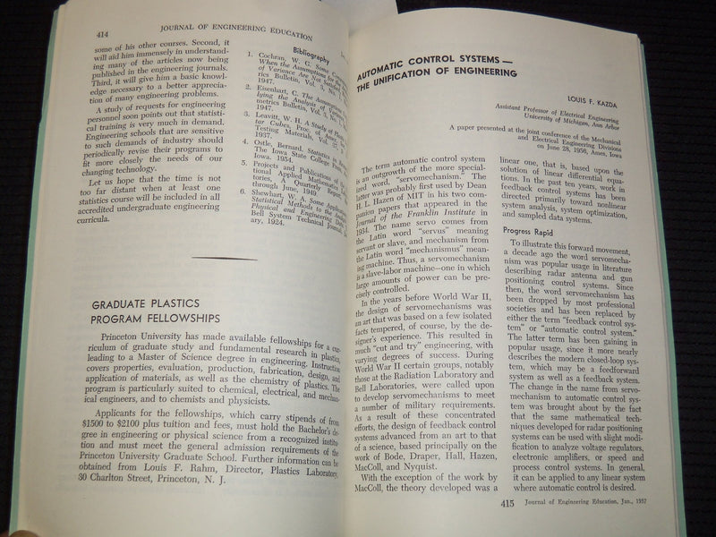 1956-1957 ENGINEERING EDUCATION JOURNAL MAGAZINES LOT OF 2 ISSUES - K 1060
