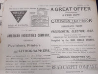1893 AMERICAN INDUSTRIES MAGAZINE LOT OF 31 ISSUES - ILLUSTRATIONS- NP 1816