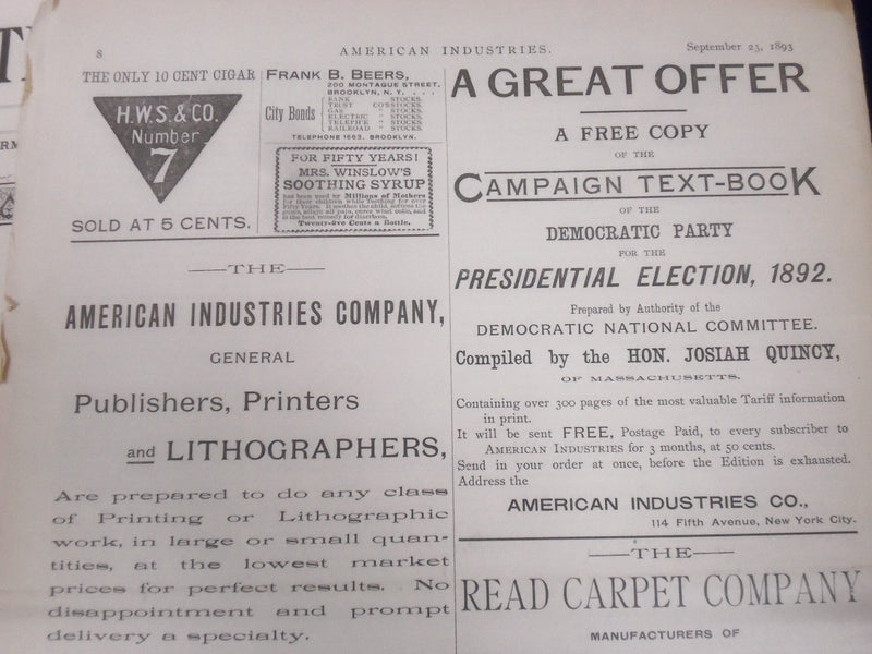 1893 AMERICAN INDUSTRIES MAGAZINE LOT OF 31 ISSUES - ILLUSTRATIONS- NP 1816