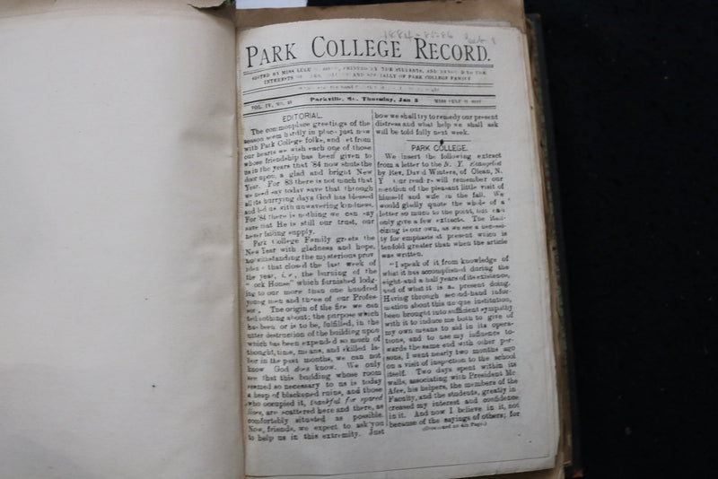 1876-1907 PARK COLLEGE RECORD WEEKLY RECORD HARDCOVER BOOKS - 6 VOLUMES -KD 9575