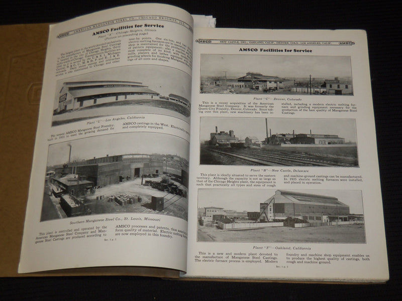 1927 AMSCO MANGANESE STEEL COMPANY CASTINGS CATALOG NO. 9 - NICE ILLUS. - J 9703