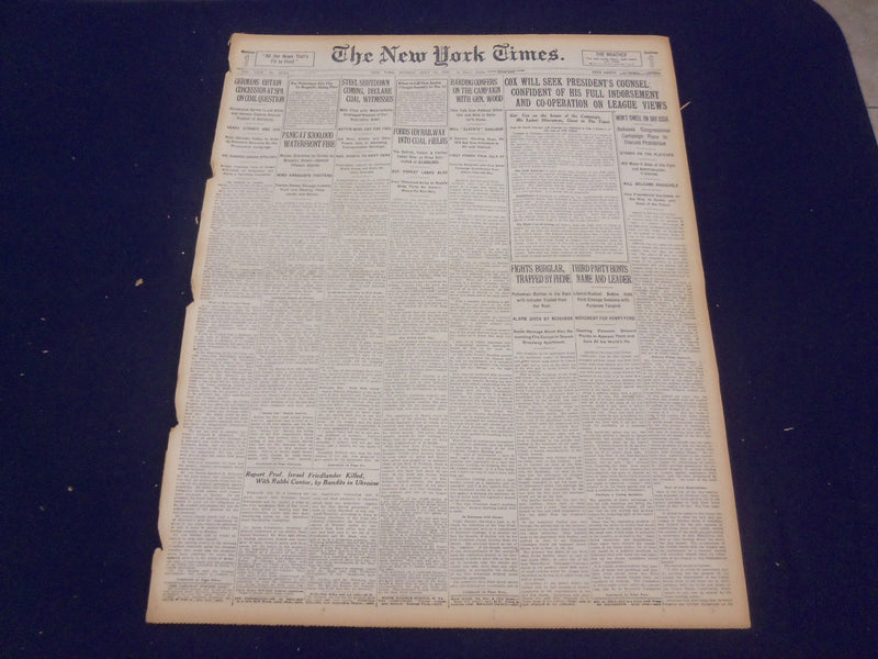 1920 JULY 11 NEW YORK TIMES - FORDS BUY RAILWAY INTO COAL FIELDS - NT 9327