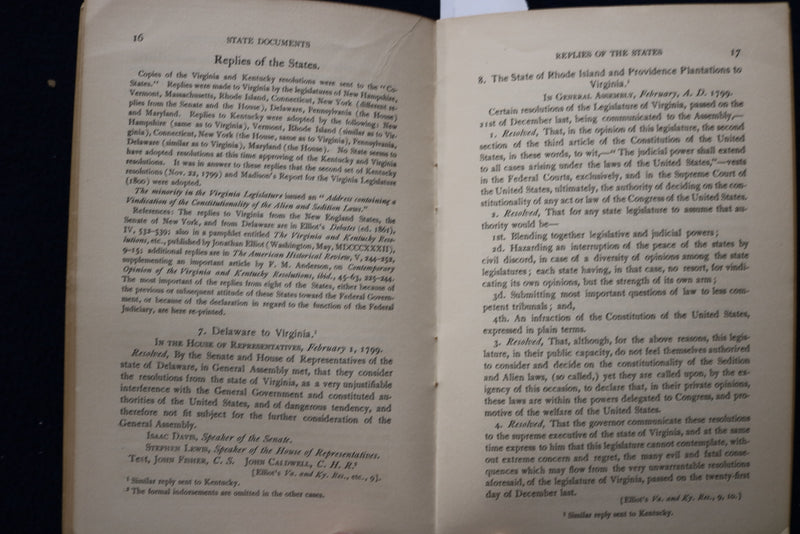 1900 STATE DOCUMENTS ON FEDERAL RELATIONS SOFTCOVER BOOK BY HERMAN AMES - K 1597