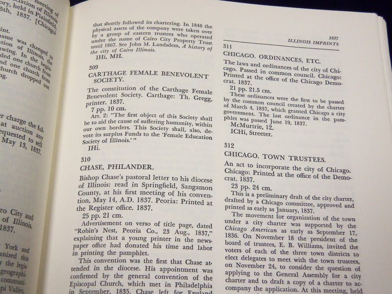 1966 A BIBLIOGRAPHY OF ILLINOIS IMPRINTS BY CECIL K. BYRD BOOK - KD 2056D