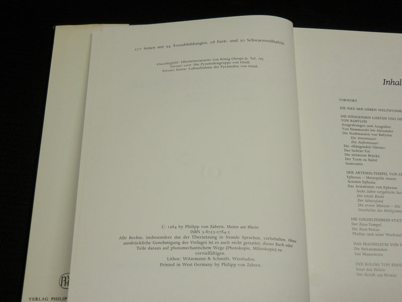 1984 DIE SIEBEN WELTWUNDER HARDCOVER BOOK BY WERNER EKSCHMITT - KD 7469