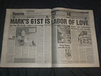 1998 SEPTEMBER 8 NEW YORK POST NEWSPAPER - MARK MCGWIRE HITS HR 61 - NP 4127