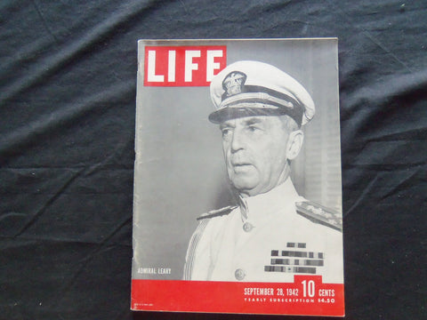 1942 SEPTEMBER 28 LIFE MAGAZINE - ADMIRAL WILLIAM LEAHY - L 306