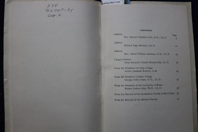 191 JANUARY BOWDOIN COLLEGE BULLETIN MEMORIAL BY WILLIAM DEWITT HYDE - K 842