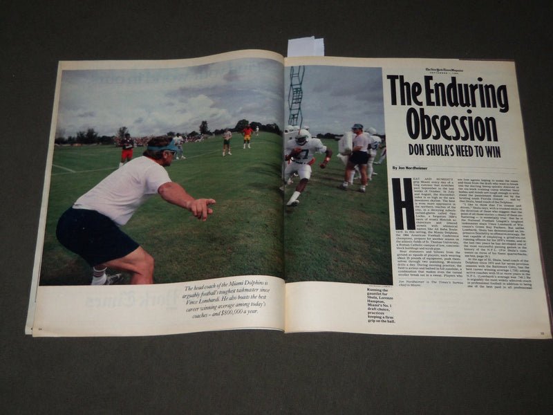1985 SEPTEMBER 1 NEW YORK TIMES MAGAZINE SECTION - DON SHULA COVER - J 3075