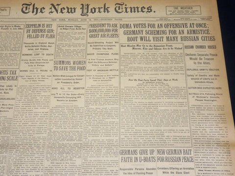 1917 JUNE 18 NEW YORK TIMES - GERMANY SCHEMING FOR AN ARMISTICE - NT 7811