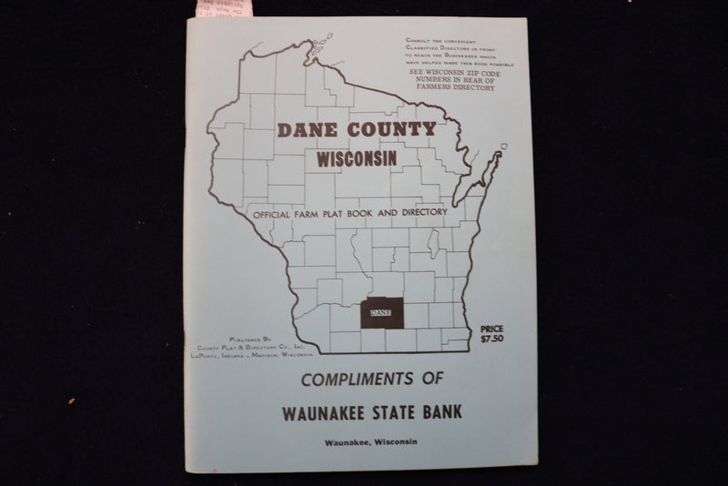 1968 DANE COUNTY WISCONSIN FARM PLAT BOOK AND DIRECTORY- SOFTCOVER - K 1429