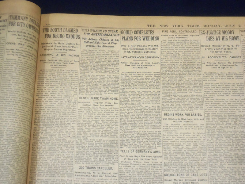1917 JULY 2 NEW YORK TIMES - BOSTON PEACE PARADE MOBBED - NT 9292