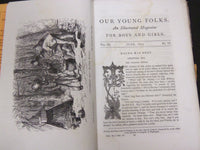 1873 OUR YOUNG FOLKS ILLUSTRATED MAGAZINE LOT OF 12 - GREAT STORIES - WR 105P