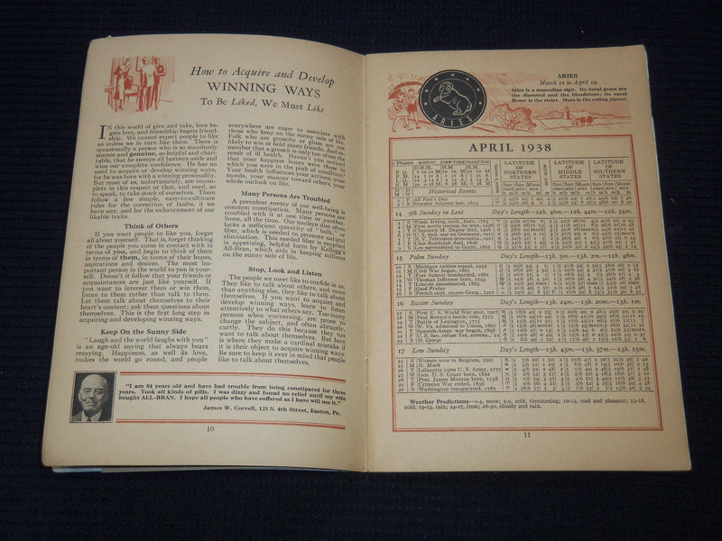 1938 THE HOUSEWIFE'S ALMANAC A BOOK FOR HOMEMAKERS - J 7562