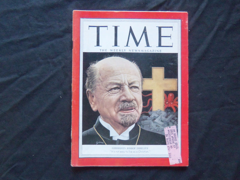 1953 APRIL 6 TIME MAGAZINE - GERMANY'S BISHOP OTTO DIBELIUS - T 1375
