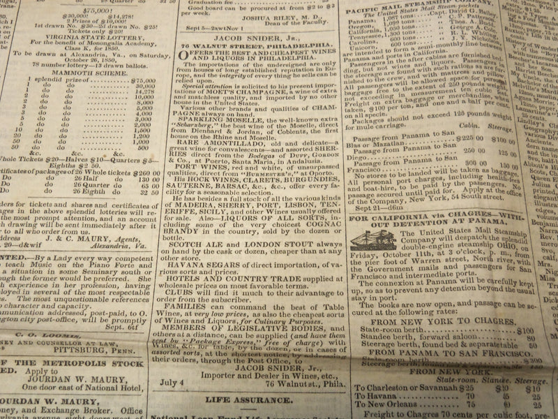 1850 THE REPUBLIC DAILY NEWSPAPER LOT OF 4 ISSUES - WASHINGTON - NP 3297L