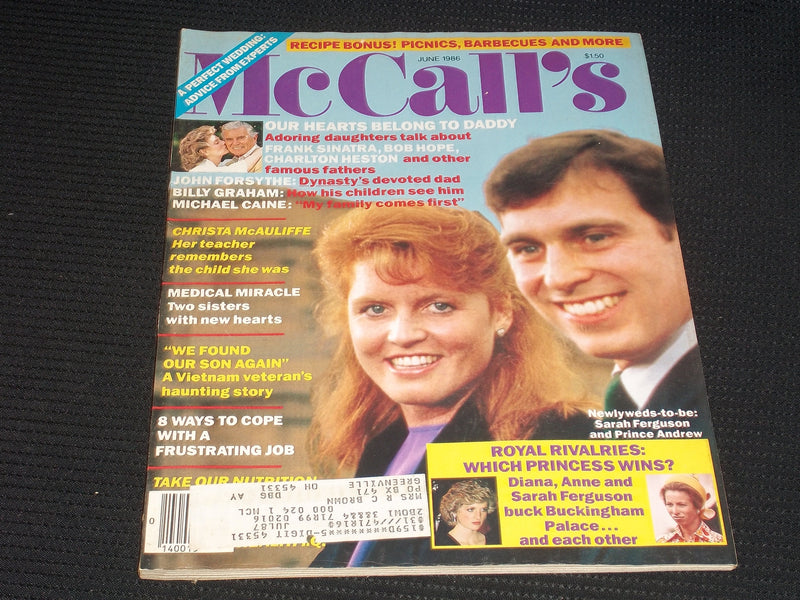 1986 JUNE MCCALL'S MAGAZINE - SARAH FERGUSON & PRINCE ANDREW FRONT COVER - E 525