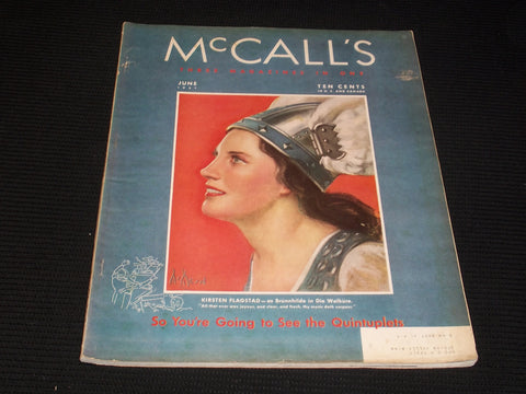 1937 JUNE MCCALL'S MAGAZINE - NEYSA MCMEIN BEAUTIFUL FRONT COVER - E 1062