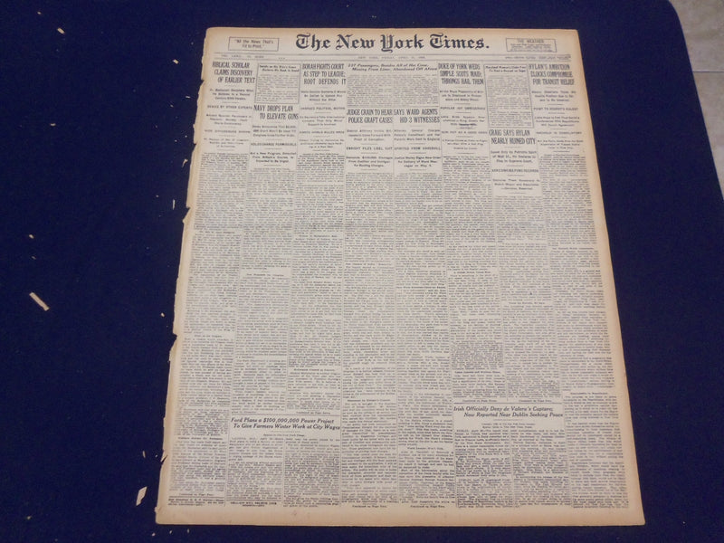 1923 APRIL 27 NEW YORK TIMES - DUKE OF YORK WEDS SIMPLE SCOTS MAID - NT 8349